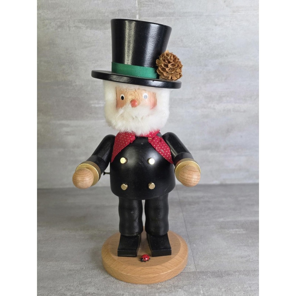 Handcrafted German wooden incense smoker Räuchermann Lucky chimney Erzgebirge